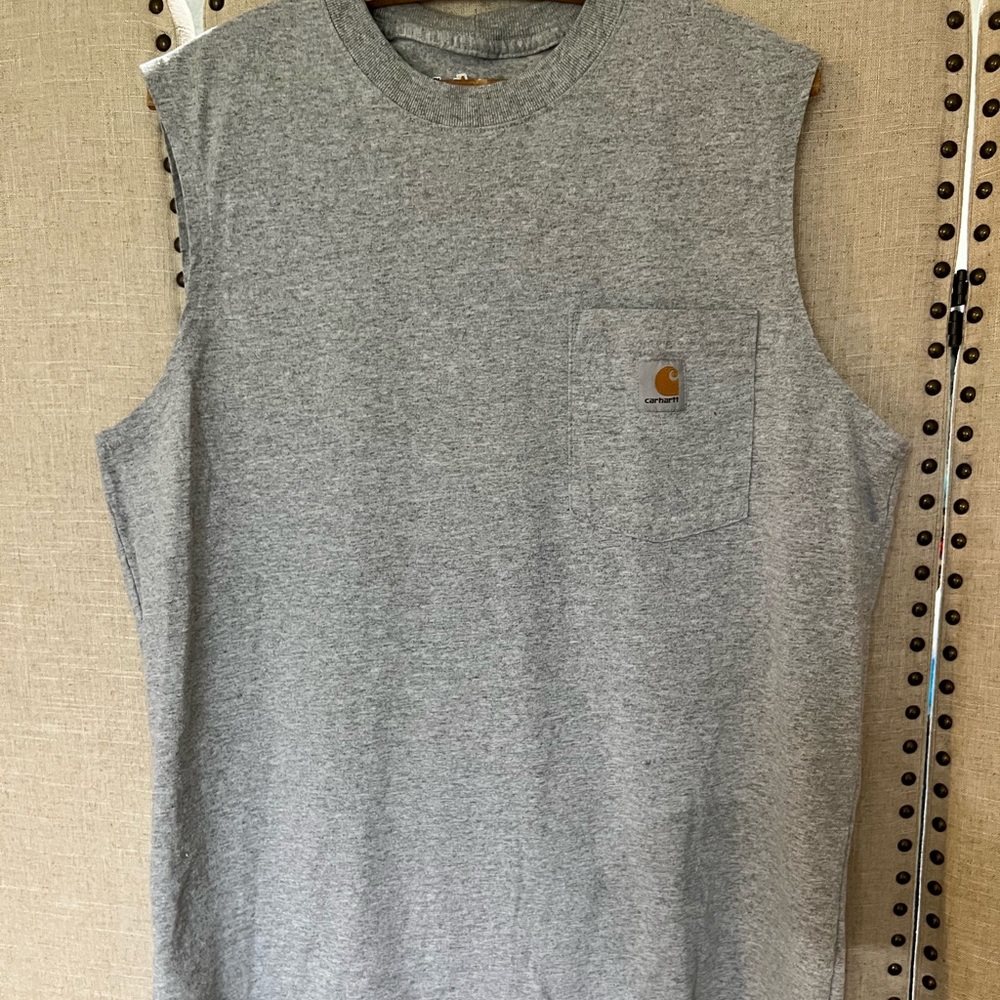 Carhartt Gray sleeveless Pocket Crewneck Muscle T-shirt  Size L